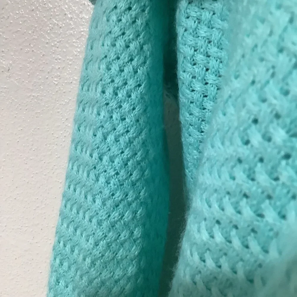 Teal Retro Wintercore‎ Cabincore Holiday Feminine Winter Sparkly Knit Sweater XS